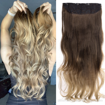 Customized 32inch Stretched Wavy Clip in Synthetic Hair Extensions Heat Resistant Fiber 4 Clips one Piece 21 Colors Available